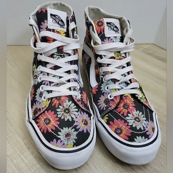 Vans Floral High-Top Sneakers - Black Multi Colored.  Womens Size 9.5. - Picture 8 of 8